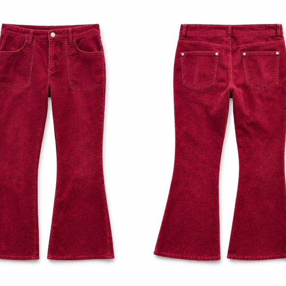 Pilcro Pants - Pilcro Corduroy Flare Pants in Deep Red